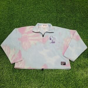 Peanuts 1/4-Zip Fleece Sweater Womens XL 23x21 Crop